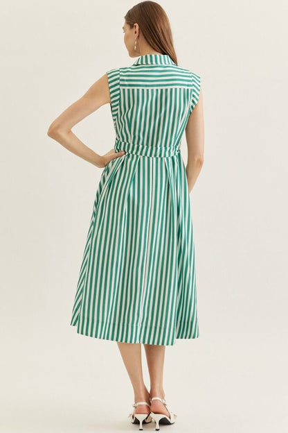 Striped Sleeveless Midi Dress