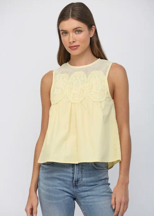Contrast Mesh & Lace Tank