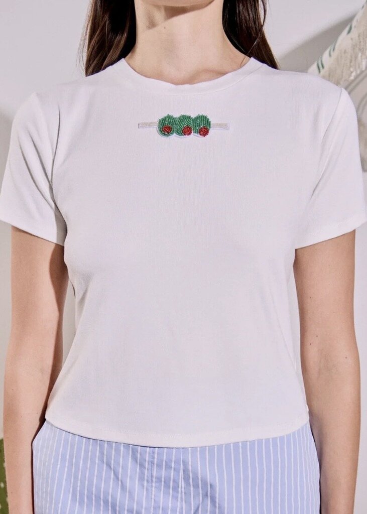 Beaded Olive Beaded Tee