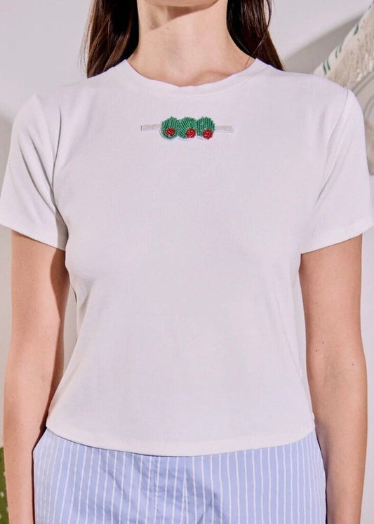 Beaded Olive Beaded Tee