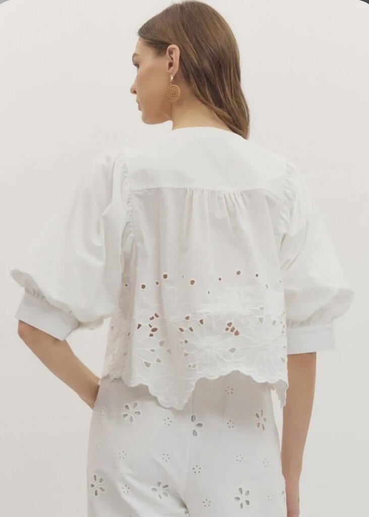 Eyelet Scallop Hem Top