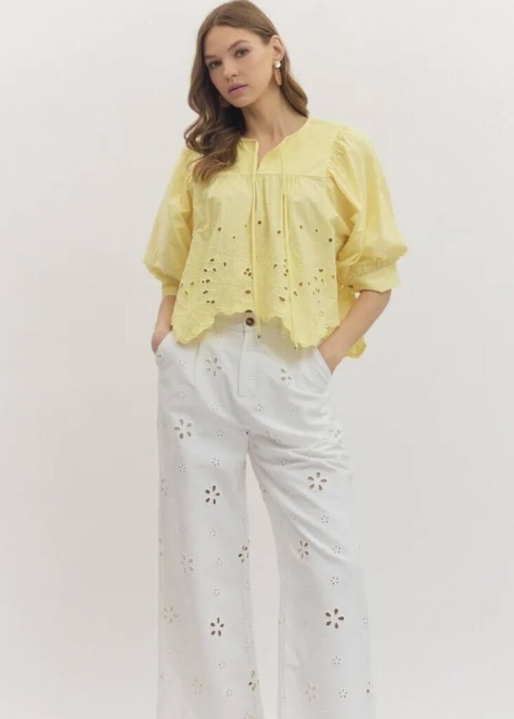 Eyelet Scallop Hem Top