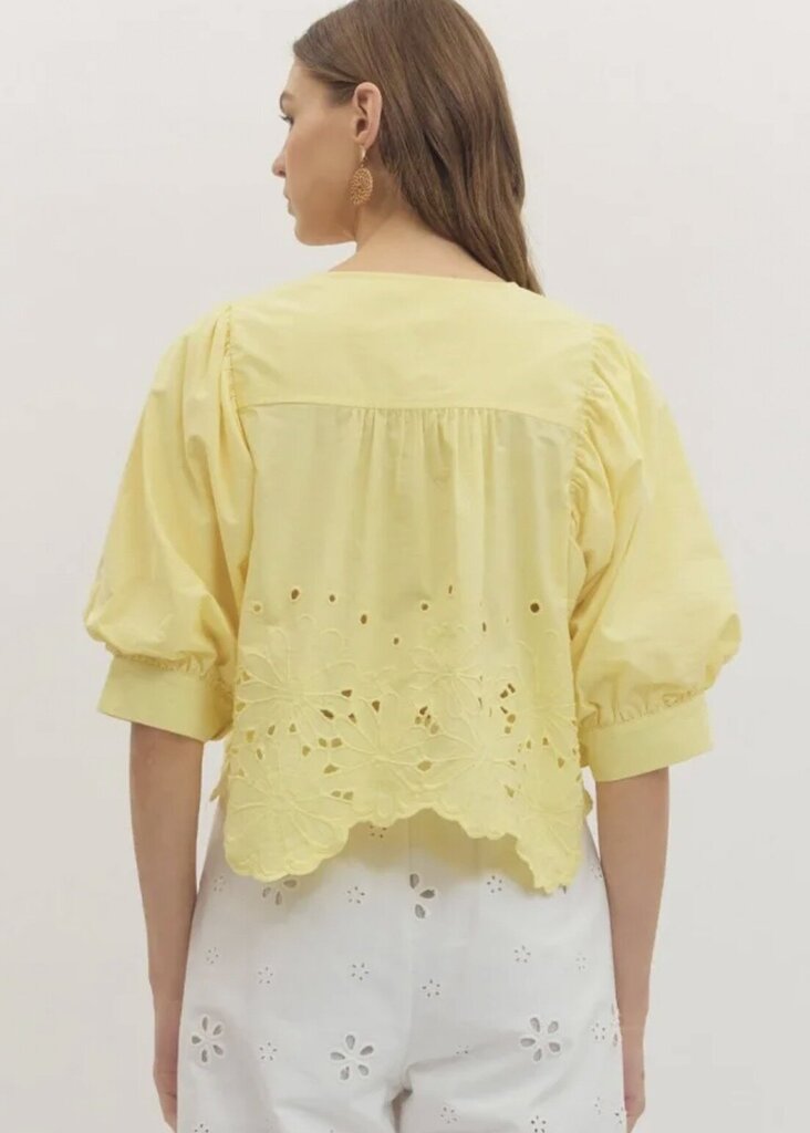 Eyelet Scallop Hem Top