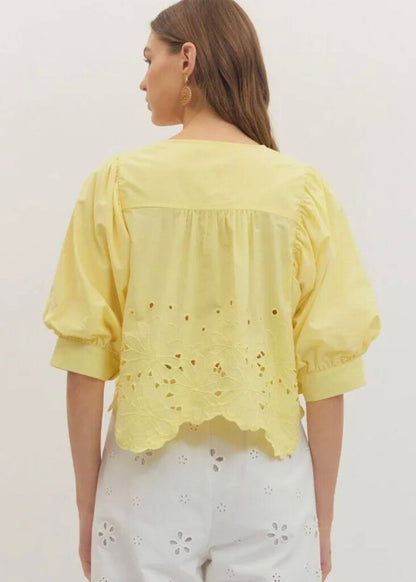 Eyelet Scallop Hem Top