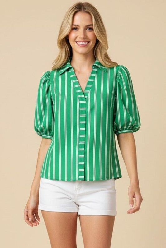 Striped Puff Sleeve Blouse