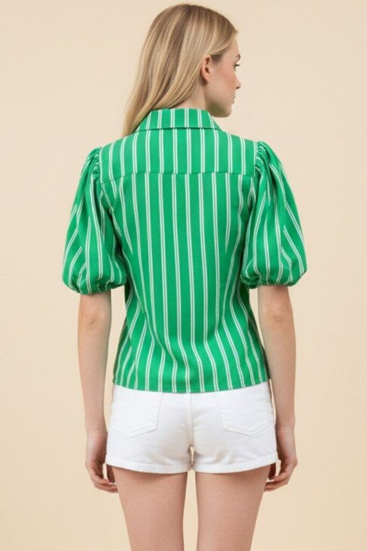 Striped Puff Sleeve Blouse