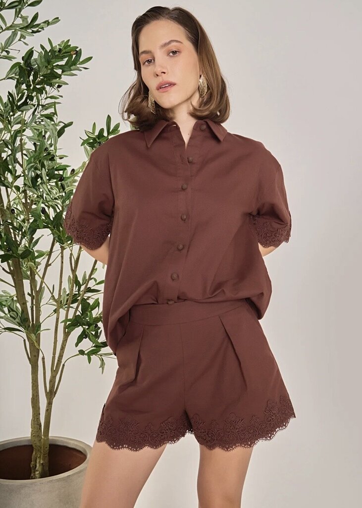 Linen Lace Shorts & Shirt SET