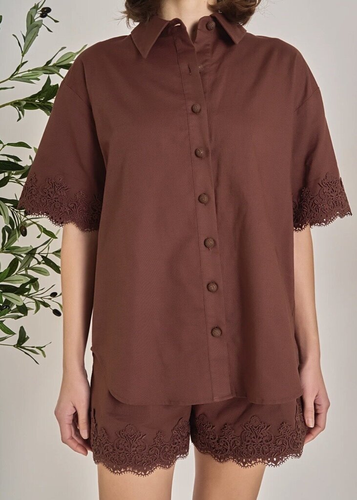 Linen Lace Shorts & Shirt SET