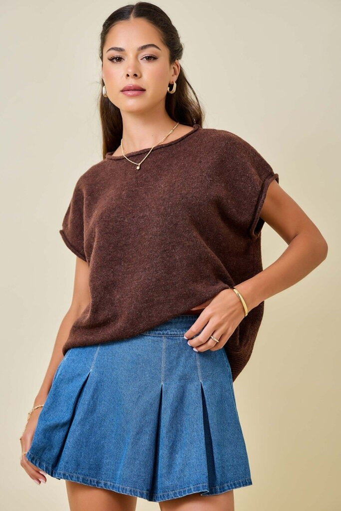 Rolled Edge Sweater Top