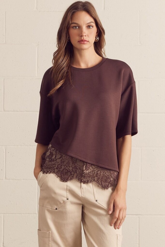 Solid Lace Trim Top