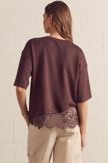 Solid Lace Trim Top