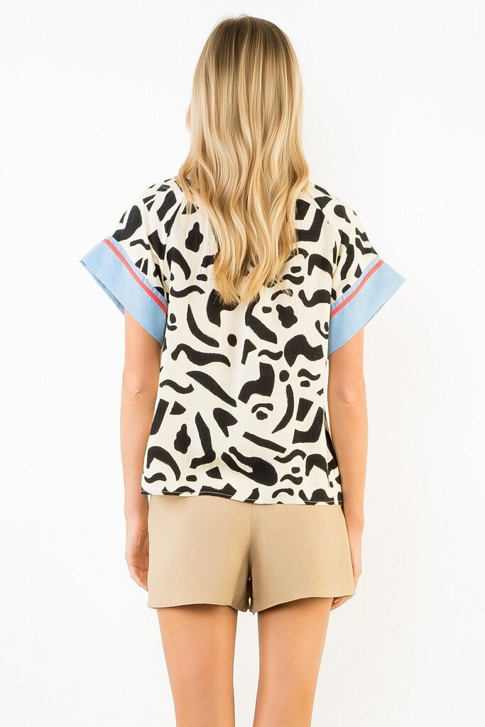 Abstract Pattern Vneck Top