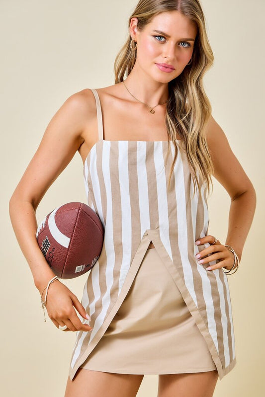 Striped Front Split Cami Top