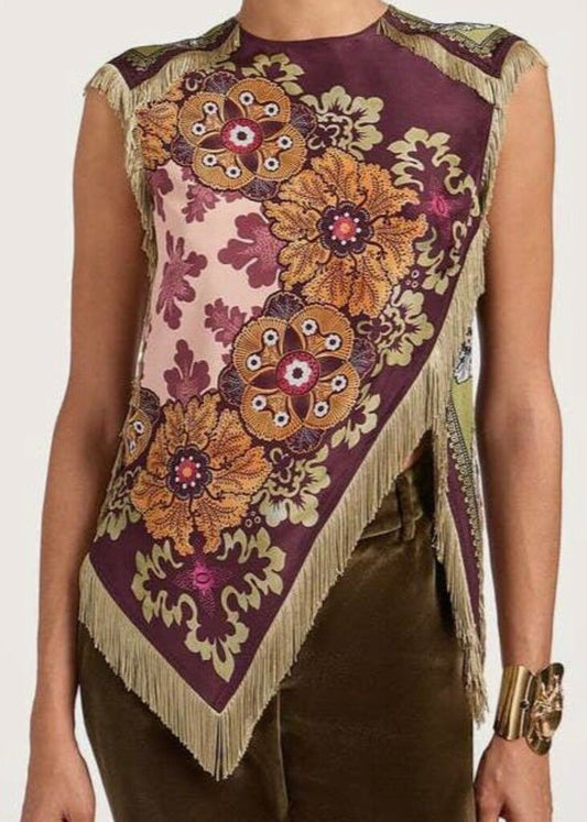 Tassel Trim Scarf Top