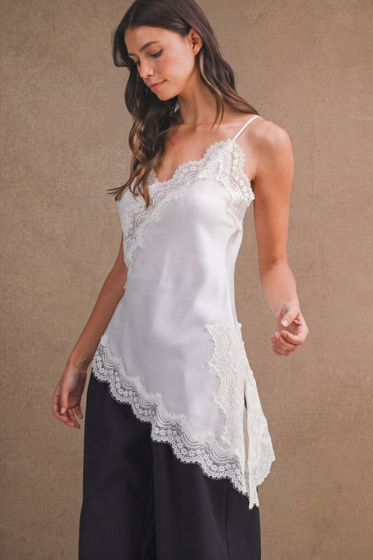 Asymmetric Lace Tunic Top