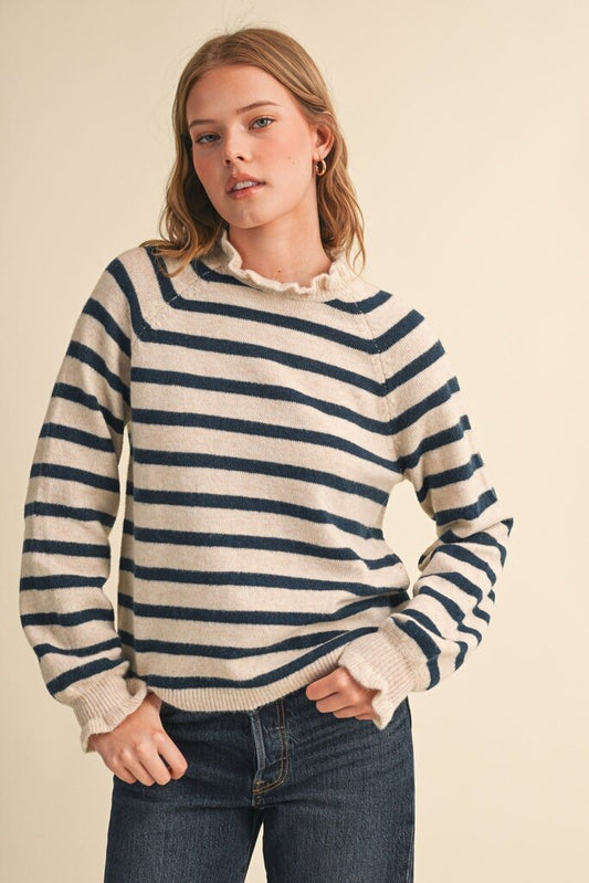 Ruffled Stripe Sweater