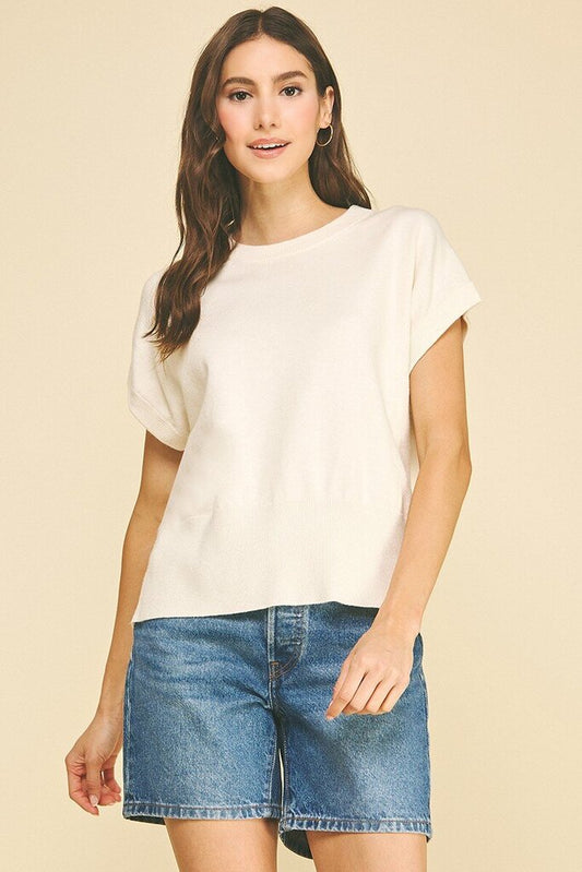 Solid Cap Knit Top
