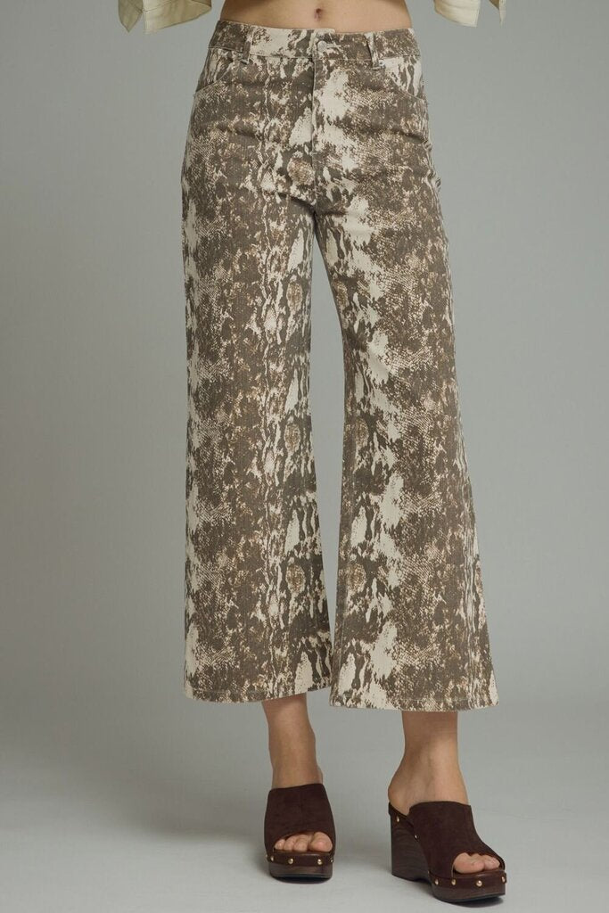 Snake Cropped Wide Leg Pant