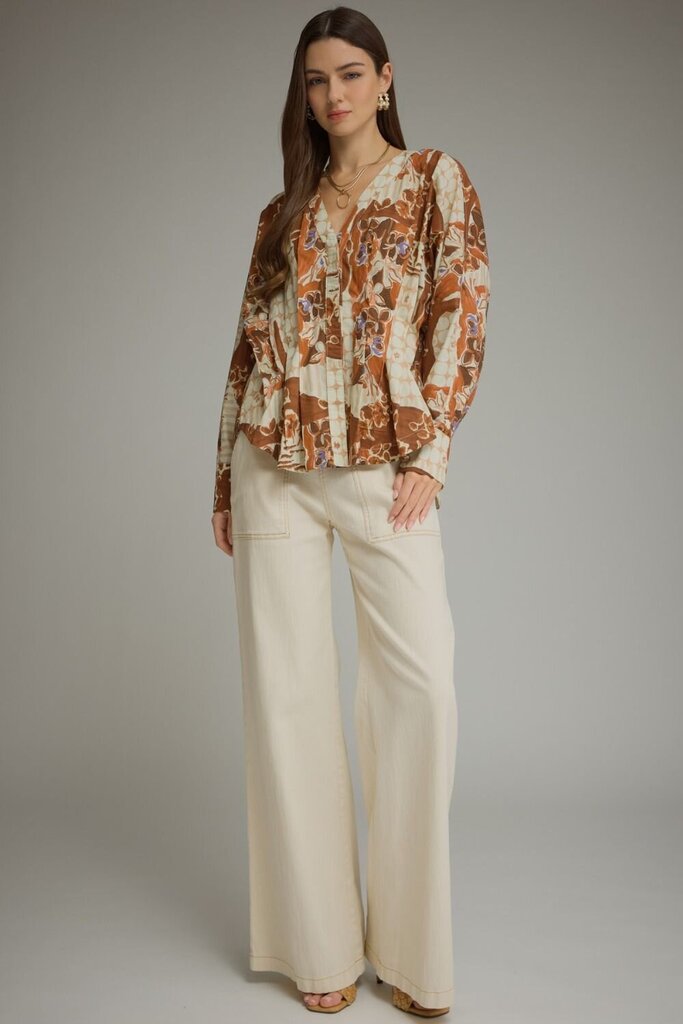 Pleated Button Down Blouse
