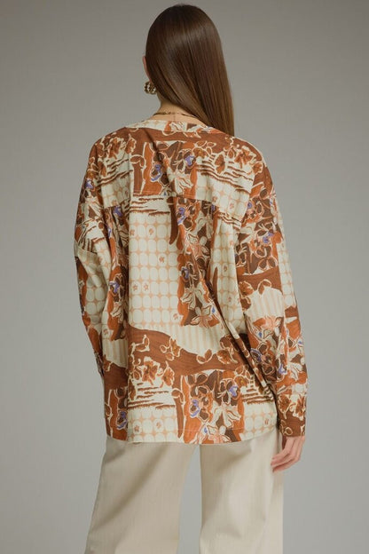 Pleated Button Down Blouse