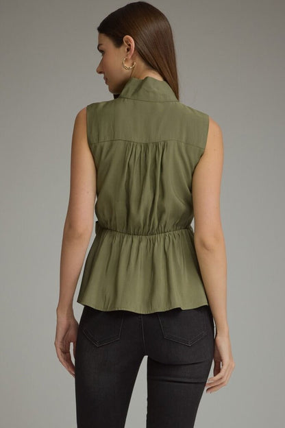 Tie Waist High Neck Top