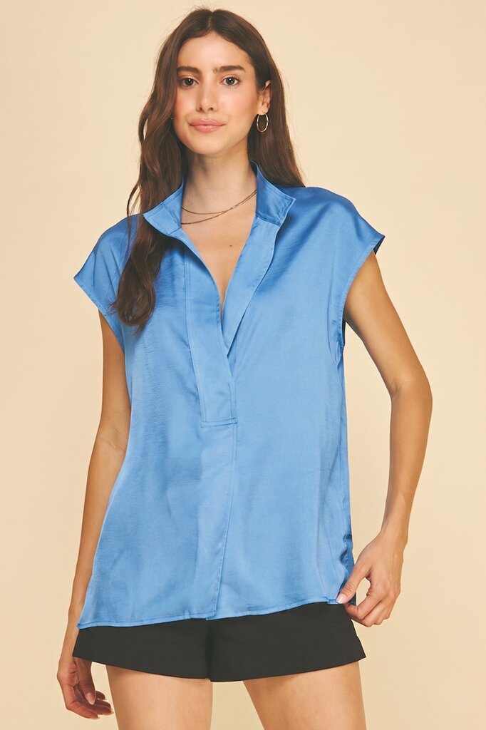 VNeck Cap Sleeve Blouse