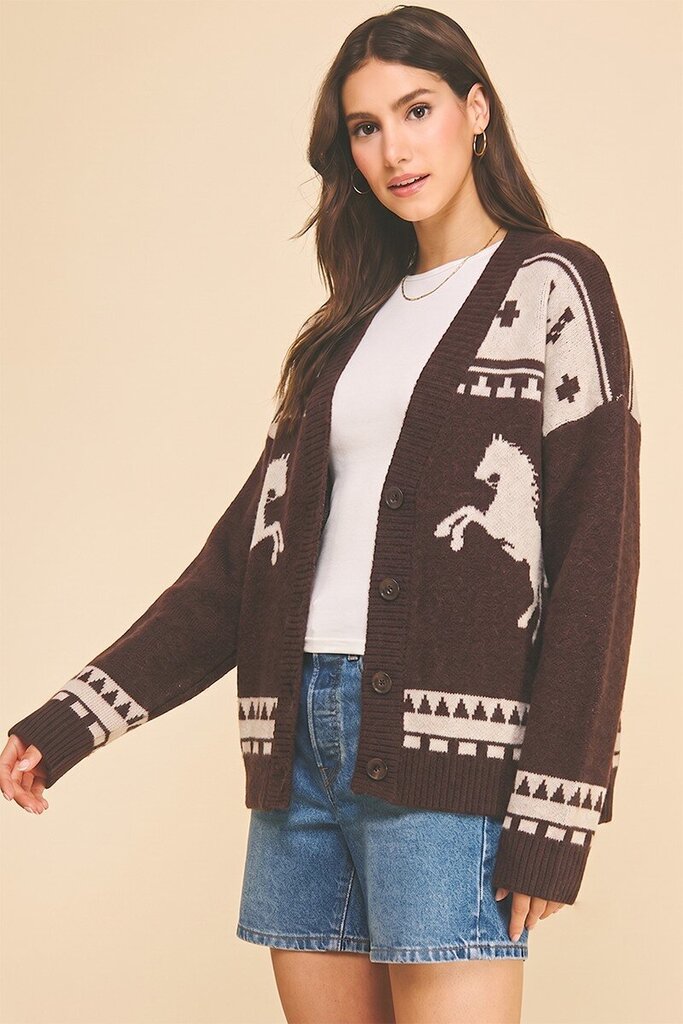 Western Horse Jacquard Cardi