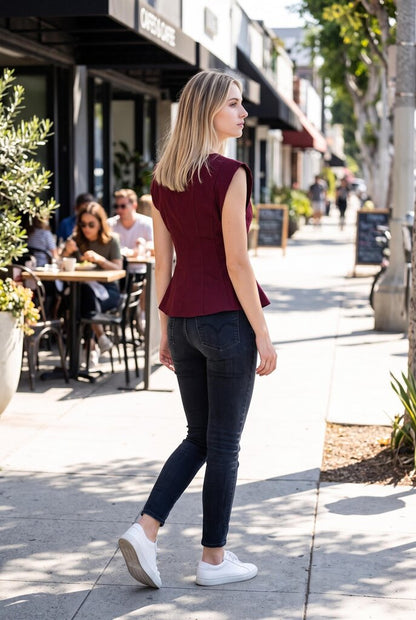 Peplum Cap Sleeve Top