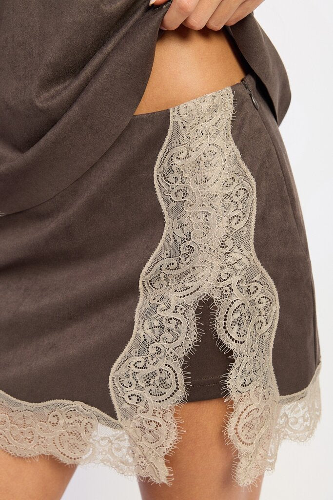 Renna Lace Suede Skort