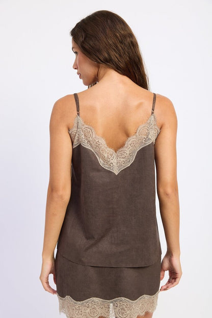 Renna Lace Suede Top