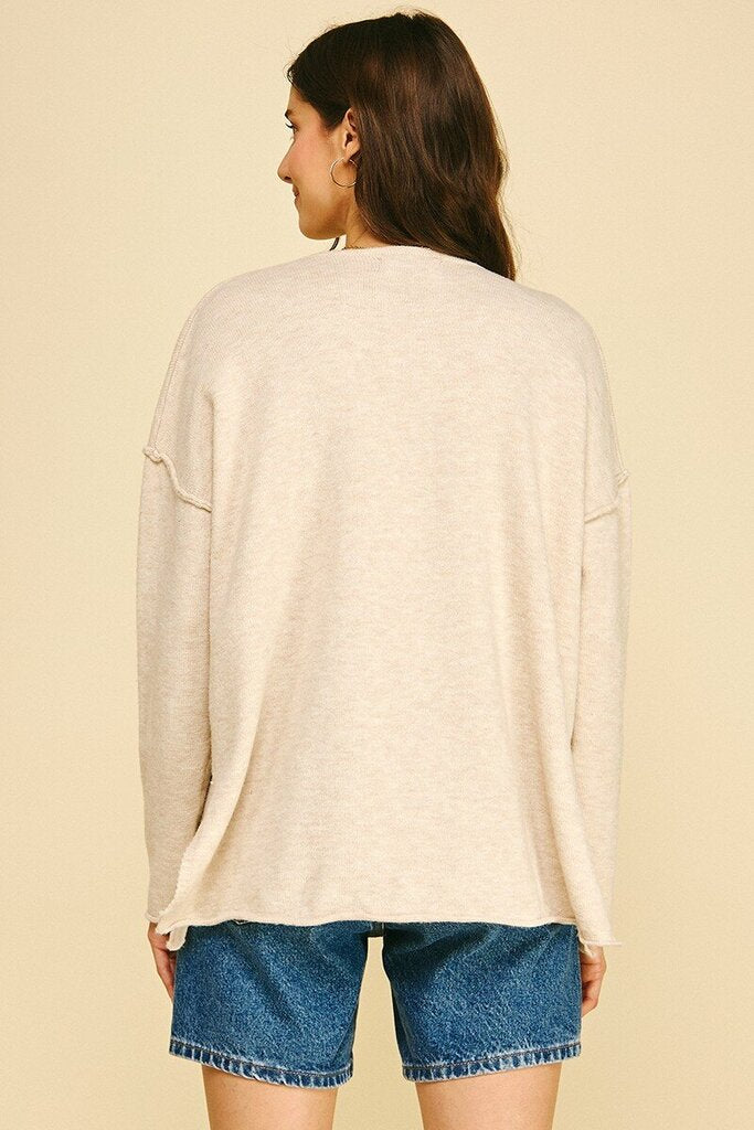 Exposed Seam V-Neck Sweater