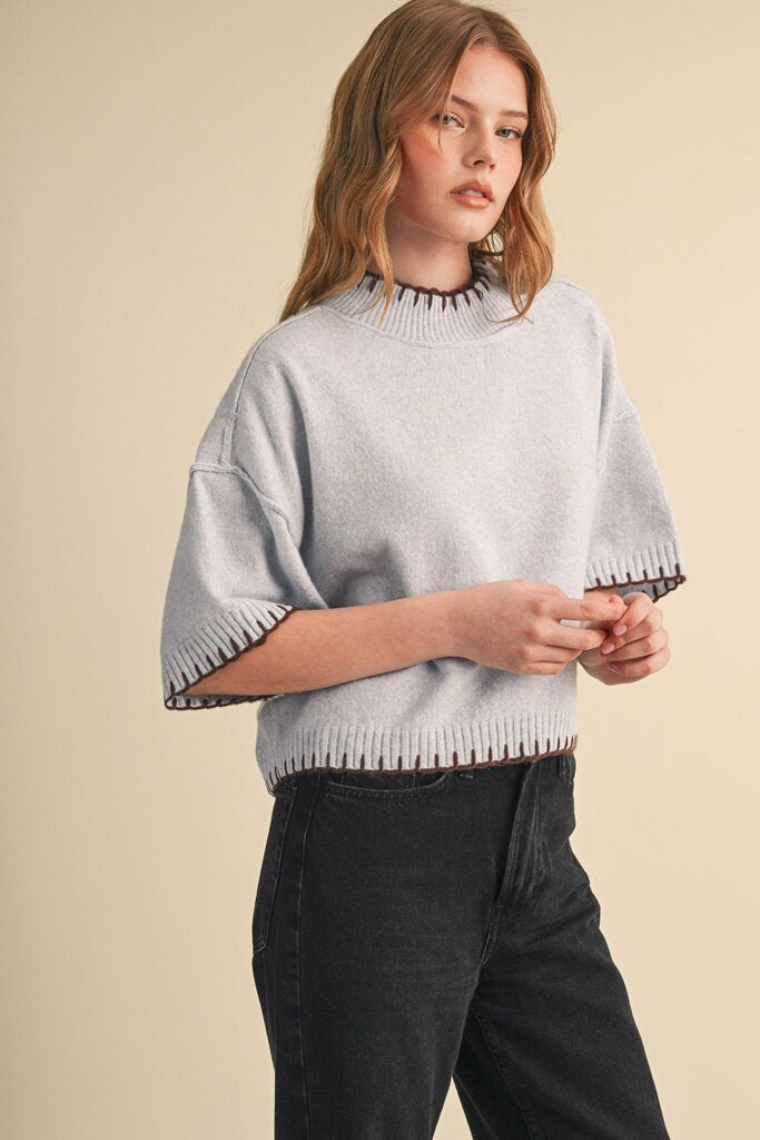 Contrast Stitch Short Sweater