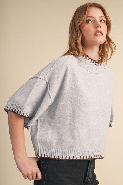 Contrast Stitch Short Sweater