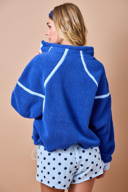 Contrast Half Zip Pullover