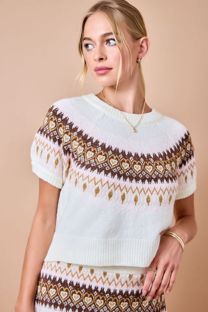 Jacquard Puff Sweater