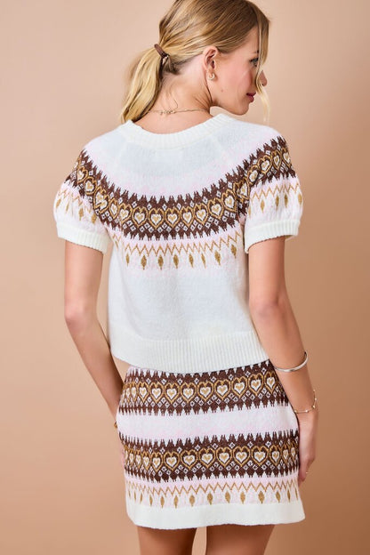 Jacquard Puff Sweater