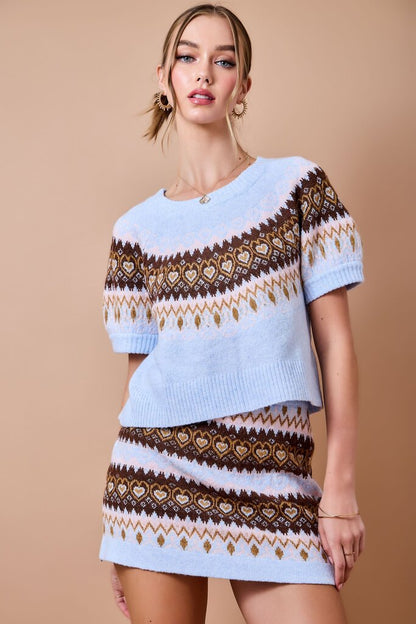 Jacquard Puff Sweater