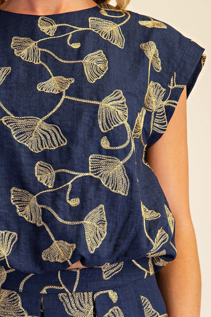 Bubble Crop Embroidery Top