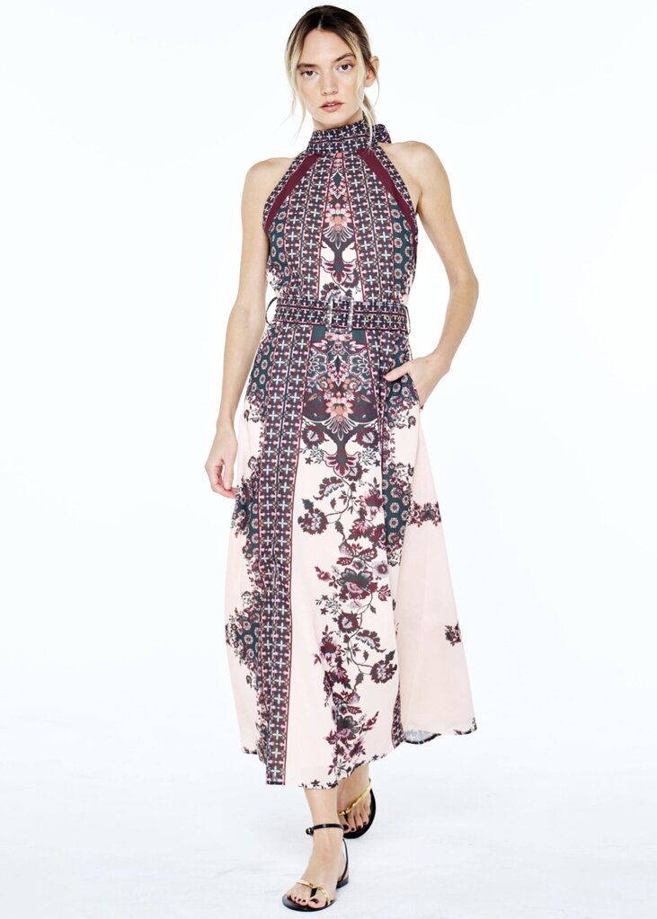 Peta Floral Print Halter Maxi Dress