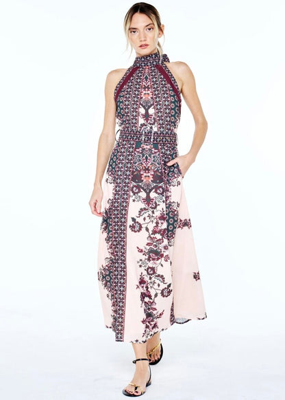 Peta Floral Print Halter Maxi Dress