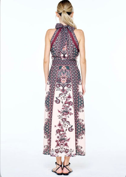 Peta Floral Print Halter Maxi Dress